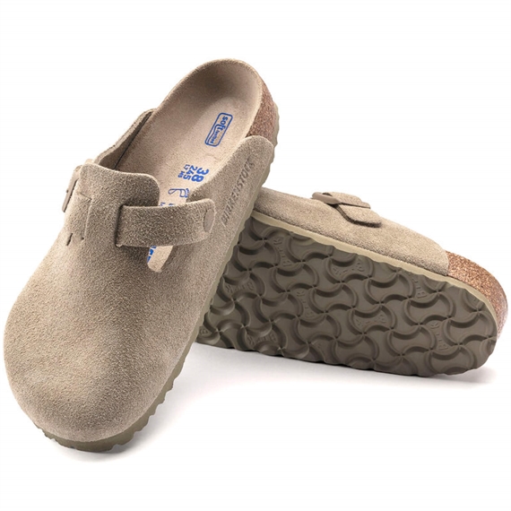 Birkenstock Boston Suede Leather Clogs, Faded Khaki